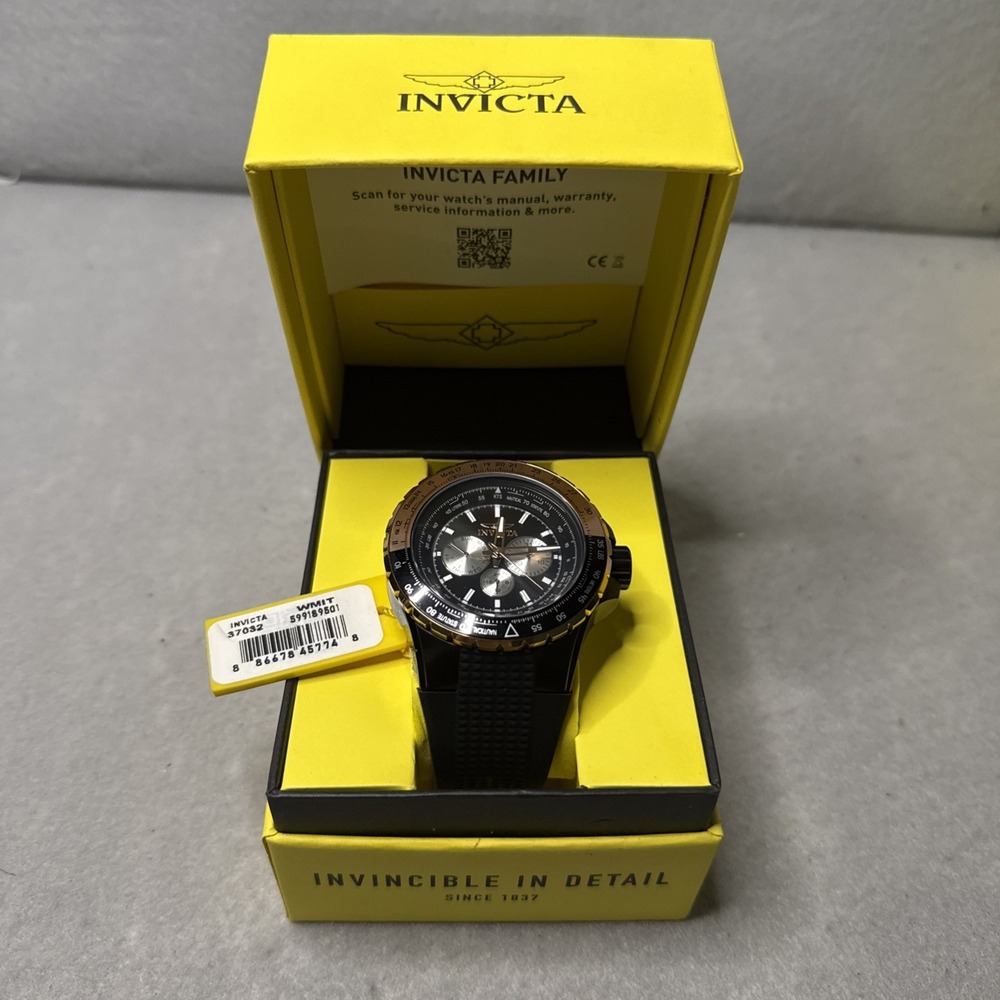 Brand New Invicta Aviator Black Dial Men's Multi Function Watch Needs Battery